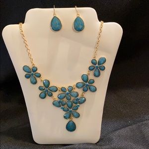 Faux Turquoise Necklace & Earrings